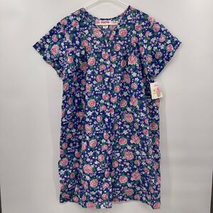 Vintage 80s Colorful floral House Dress Muumuu Nightgown Lady Lindsay size xl‎